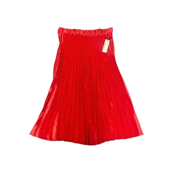 Haute Monde NWT Women’s Pleated Pull On Dark Red Stretch Waist Skirt Sz L New - Picture 1 of 3